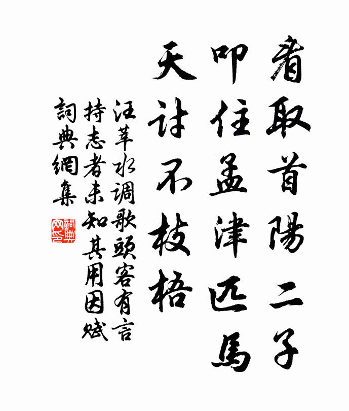 汪莘看取首阳二子，叩住孟津匹马，天讨不枝梧书法作品欣赏