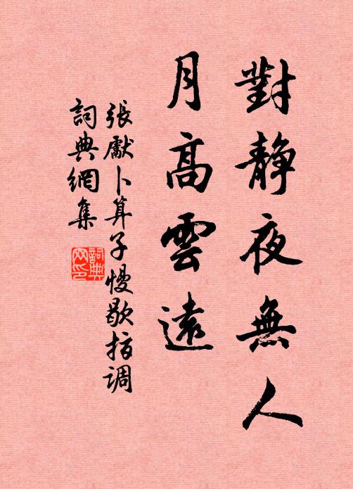 张先对静夜无人，月高云远书法作品欣赏