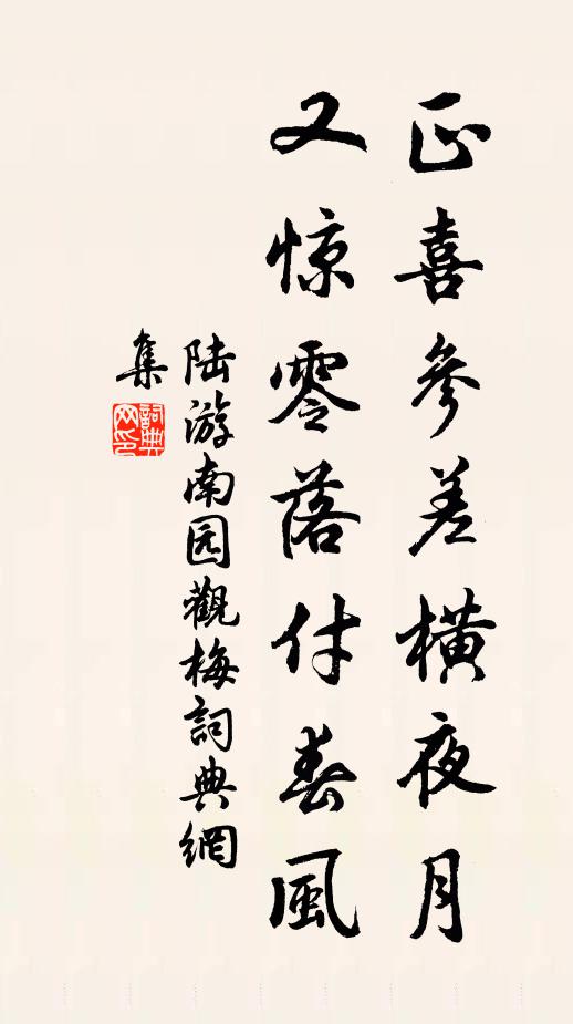 陆游正喜参差横夜月，又惊零落付春风书法作品欣赏