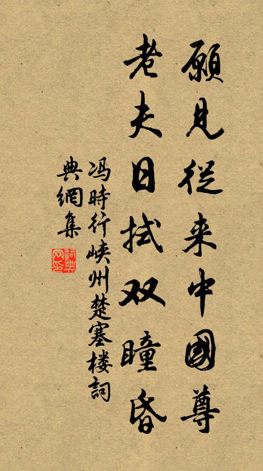 冯时行愿见从来中国尊，老夫日拭双瞳昏书法作品欣赏