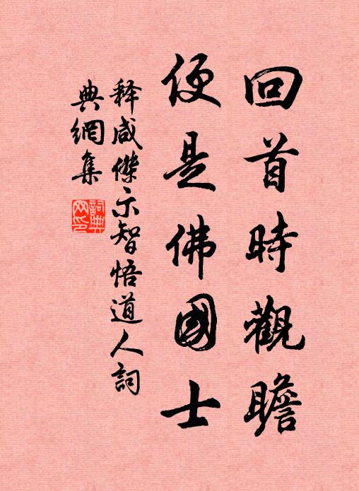 释咸杰回首时观瞻，便是佛国士书法作品欣赏