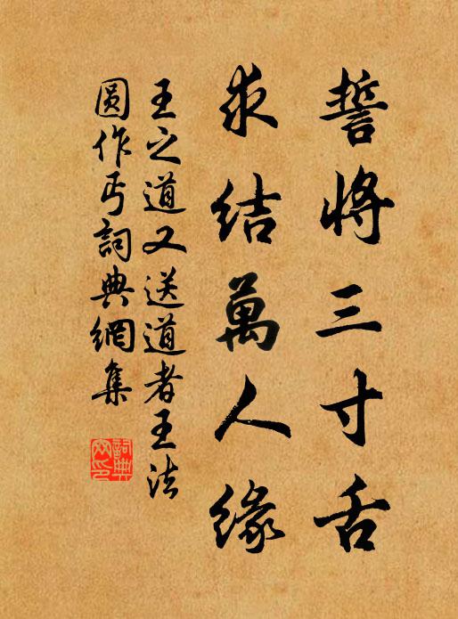 王之道誓将三寸舌，求结万人缘书法作品欣赏