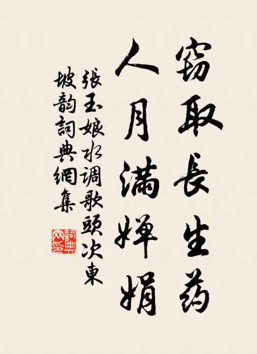 张玉娘窃取长生药，人月满婵娟书法作品欣赏
