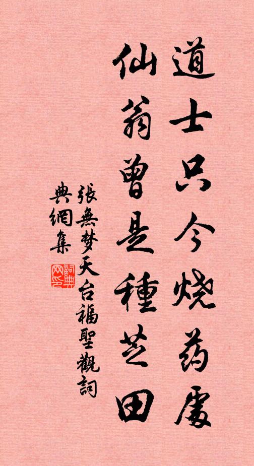 张无梦道士只今烧药处，仙翁曾是种芝田书法作品欣赏