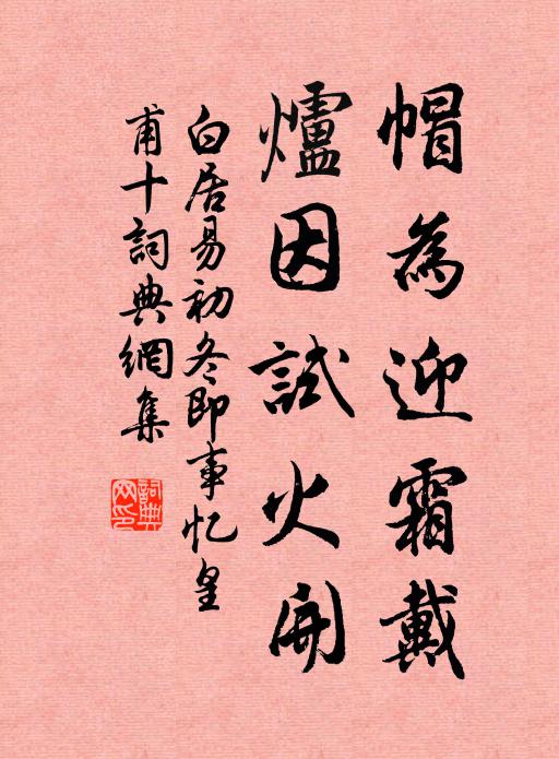 白居易帽为迎霜戴，炉因试火开书法作品欣赏