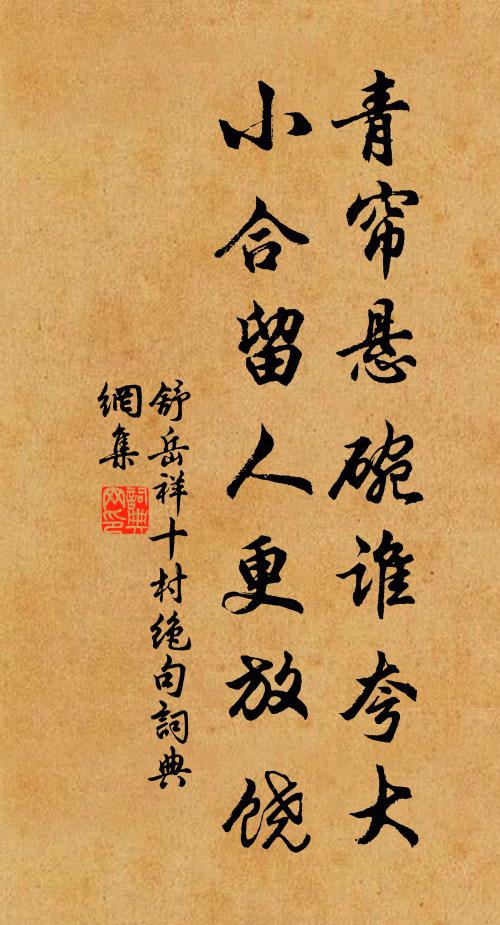 舒岳祥青帘悬碗谁夸大，小合留人更放饶书法作品欣赏