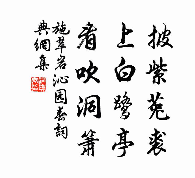 施翠岩披紫菟裘，上白鹭亭，看吹洞箫书法作品欣赏