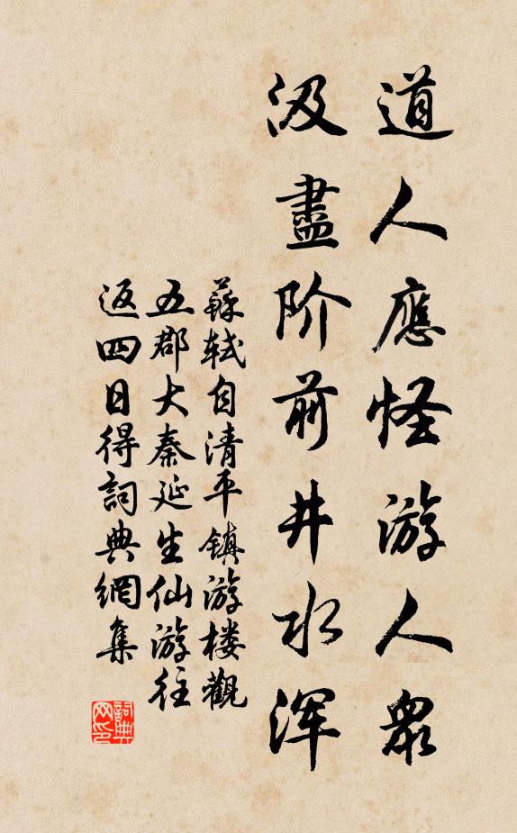 苏轼道人应怪游人众，汲尽阶前井水浑书法作品欣赏