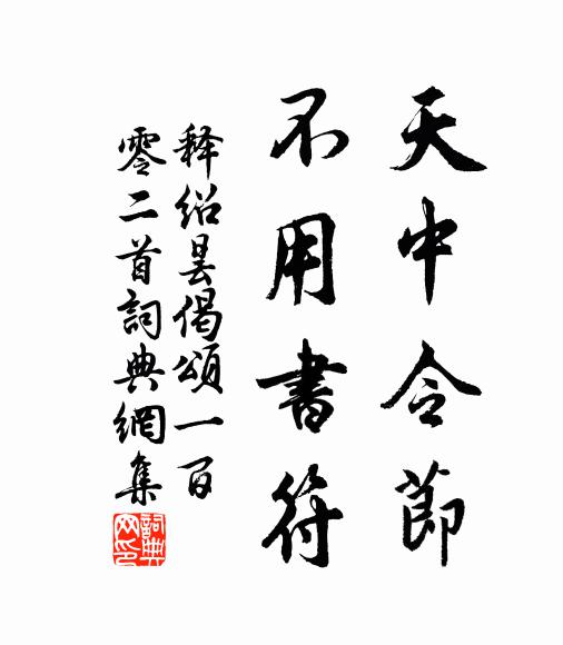 释绍昙天中令节，不用书符书法作品欣赏