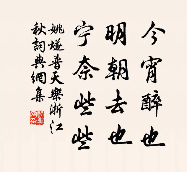 姚燧今宵醉也，明朝去也，宁奈些些书法作品欣赏