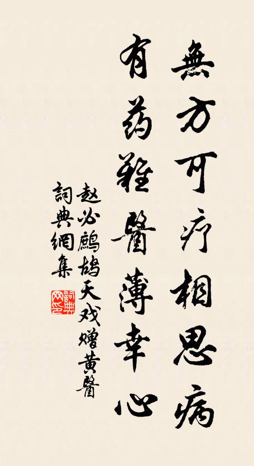 赵必无方可疗相思病，有药难医薄幸心书法作品欣赏