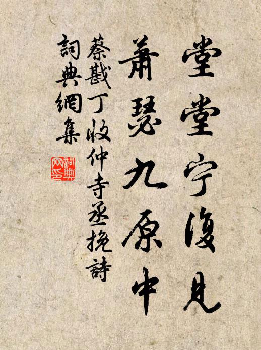 蔡戡堂堂宁复见，萧瑟九原中书法作品欣赏