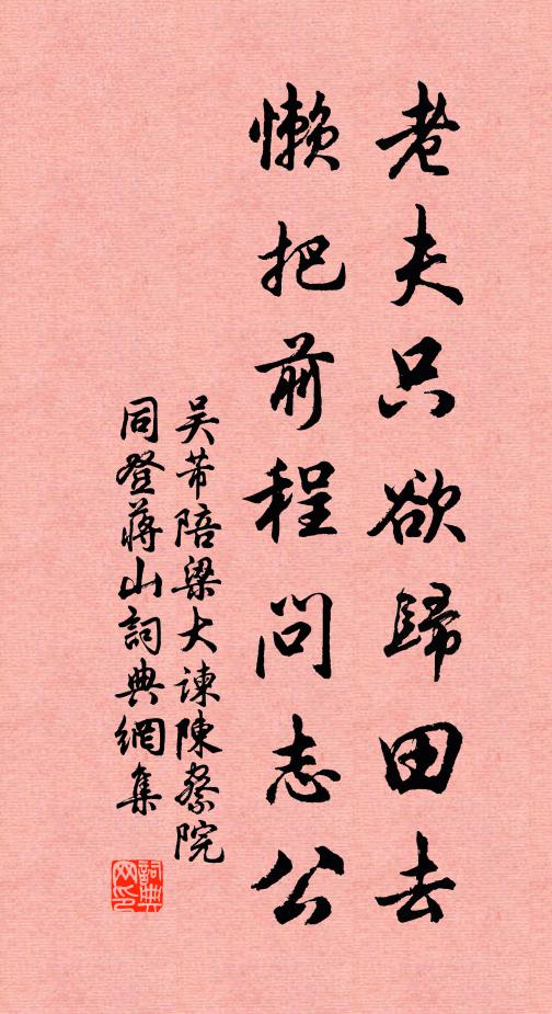 吴芾老夫只欲归田去，懒把前程问志公书法作品欣赏