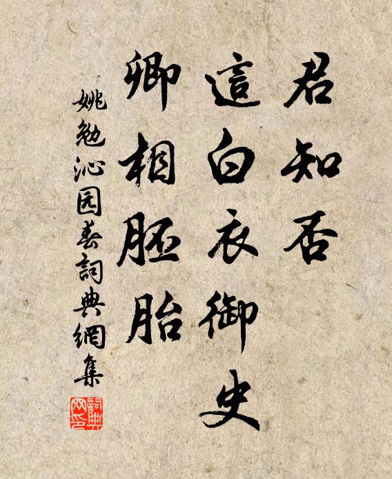 姚勉君知否，这白衣御史，卿相胚胎书法作品欣赏