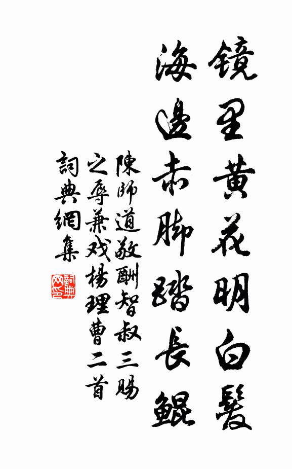 陈师道镜里黄花明白发，海边赤脚踏长鲲书法作品欣赏