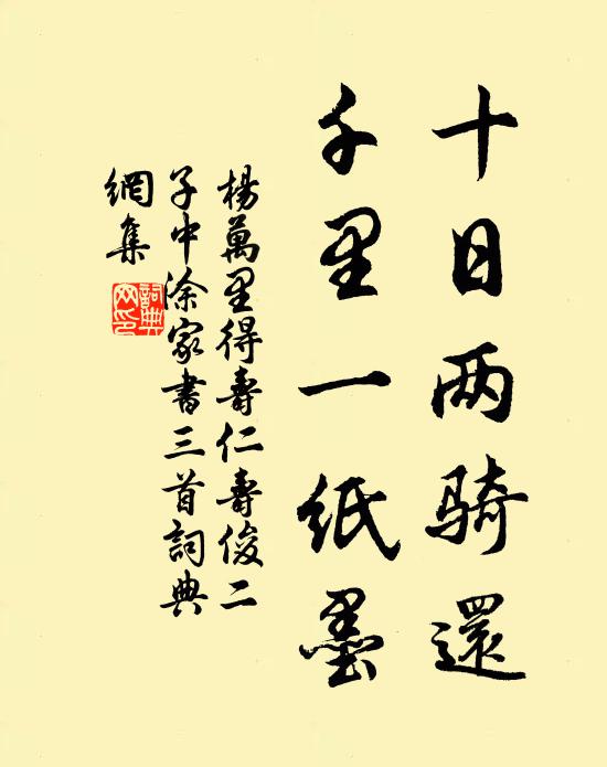 杨万里十日两骑还，千里一纸墨书法作品欣赏