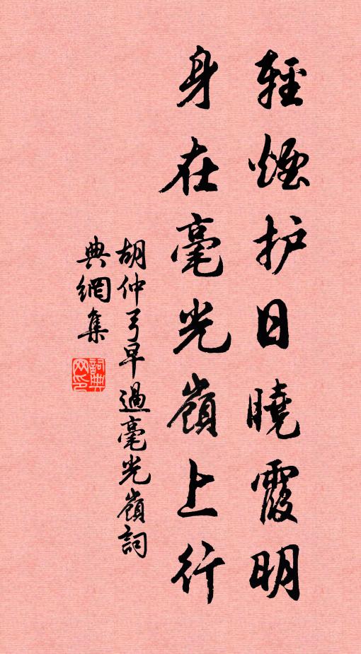 胡仲弓轻烟护日晓霞明，身在毫光岭上行书法作品欣赏