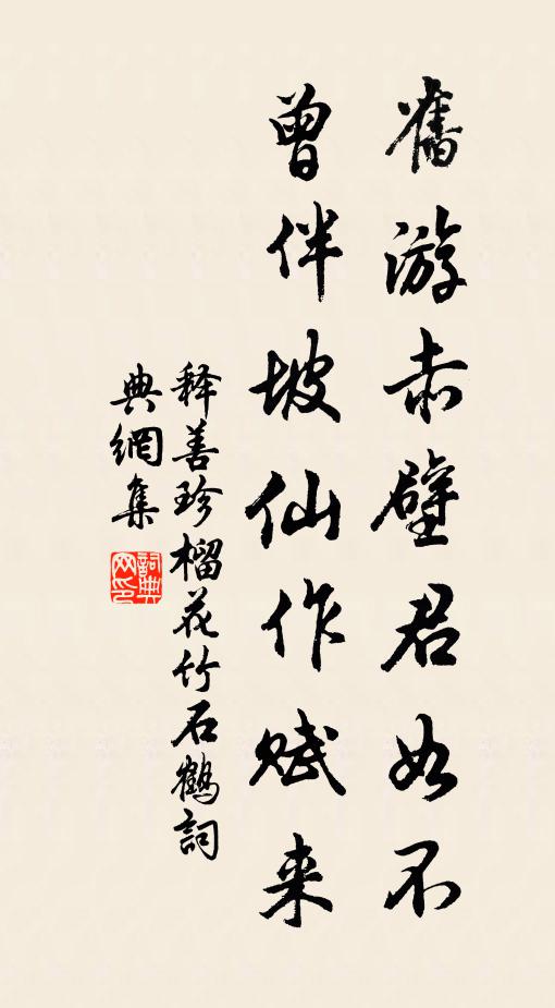 释善珍旧游赤壁君如不，曾伴坡仙作赋来书法作品欣赏
