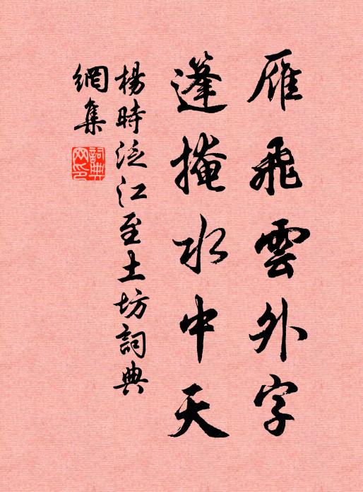 杨时雁飞云外字，篷掩水中天书法作品欣赏