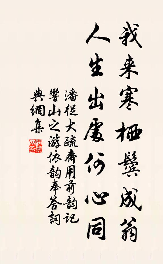 潘从大我来寒栖鬓成翁，人生出处何心同书法作品欣赏