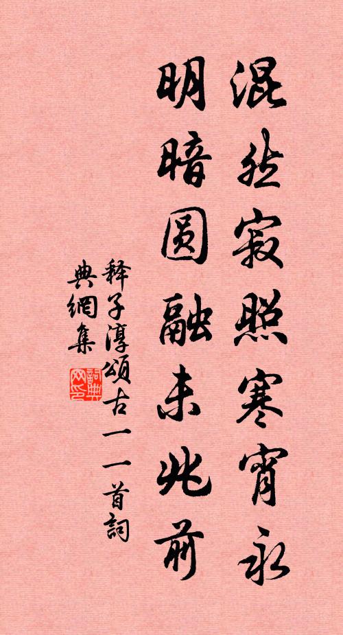 释子淳混然寂照寒宵永，明暗圆融未兆前书法作品欣赏