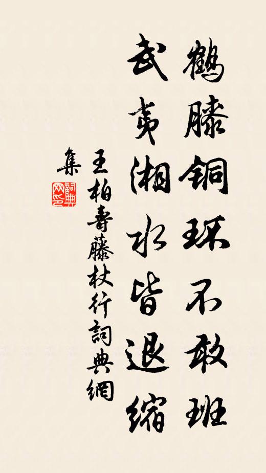 王柏鹤膝铜环不敢班，武夷湘水皆退缩书法作品欣赏