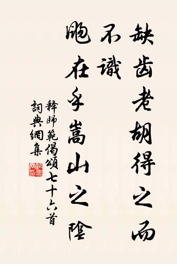 释师范缺齿老胡得之而不识，飏在乎嵩山之阴书法作品欣赏