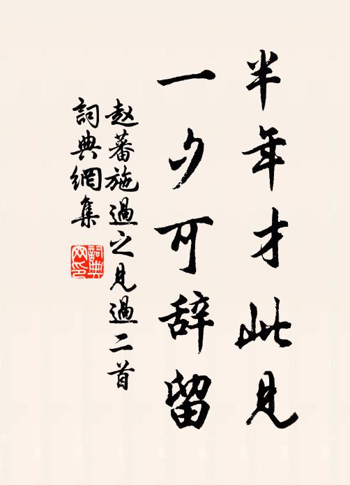 赵蕃半年才此见，一夕可辞留书法作品欣赏