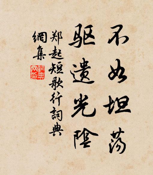 郑起不如坦荡，驱遗光阴书法作品欣赏