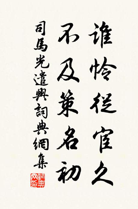 司马光谁怜从宦久，不及策名初书法作品欣赏