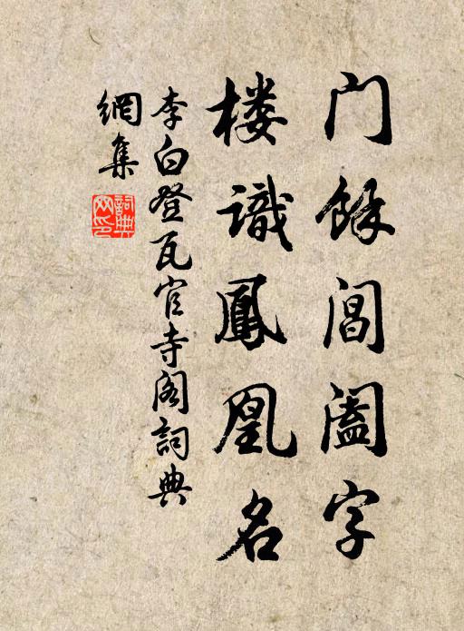 李白门馀阊阖字，楼识凤凰名书法作品欣赏