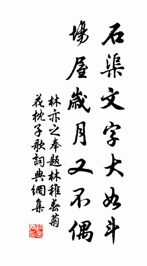 林亦之石渠文字大如斗，场屋岁月又不偶书法作品欣赏