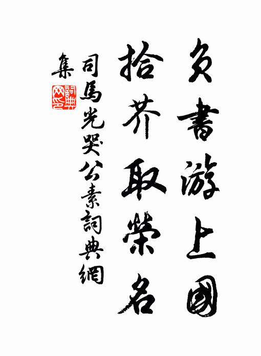 司马光负书游上国，拾芥取荣名书法作品欣赏