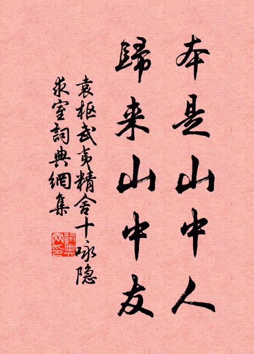 袁枢本是山中人，归来山中友书法作品欣赏