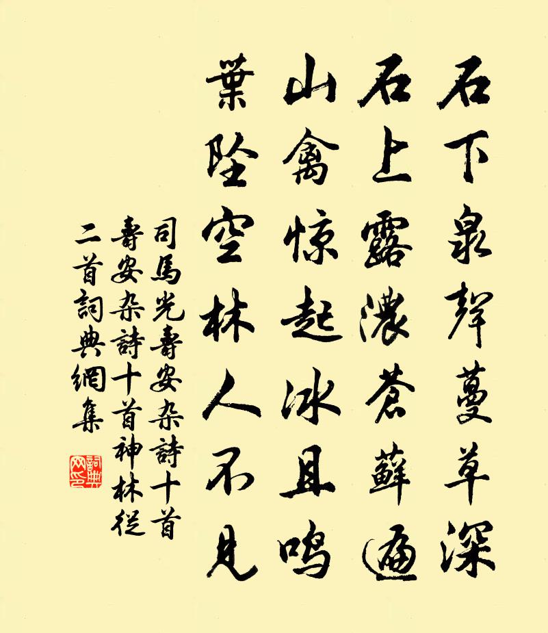司马光寿安杂诗十首寿安杂诗十首神林从二首书法作品欣赏