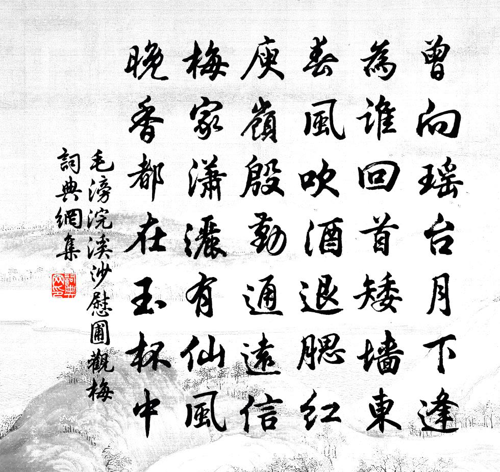 毛滂浣溪沙（慰圃观梅）书法作品欣赏