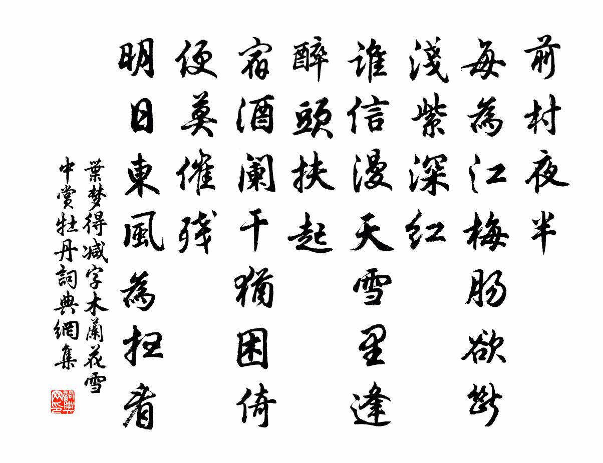 叶梦得减字木兰花（雪中赏牡丹）书法作品欣赏